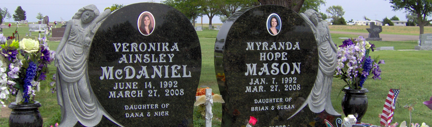 Headstone for Veronika McDaniel and Myranda Mason