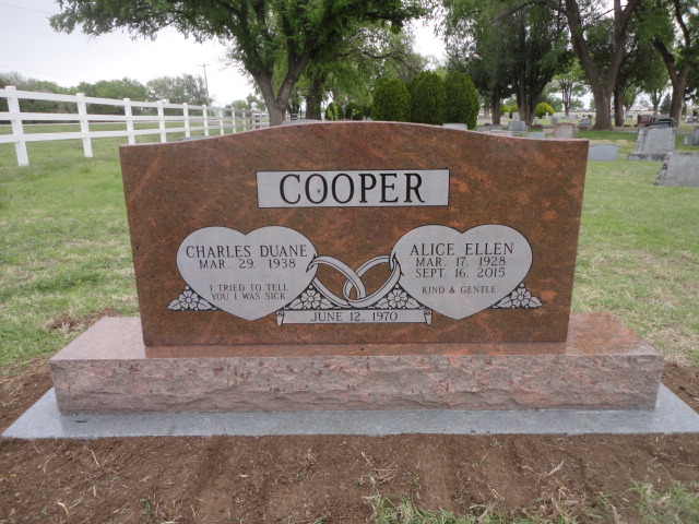 A monument for the Cooper couple