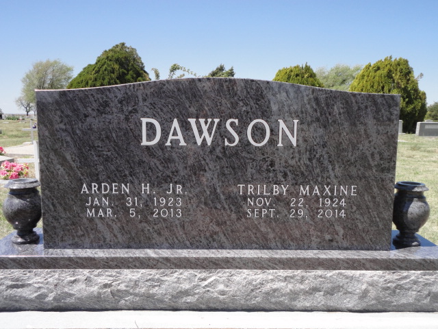 A marble monument for Arden and Trilby Dawson