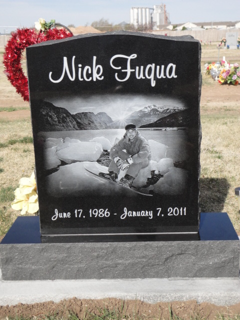 A headstone for Nick Fuqua