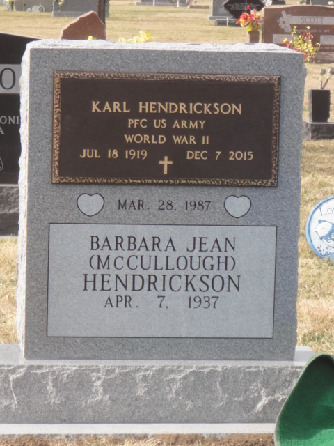 A monument for Karl and Barbara Hendrickson