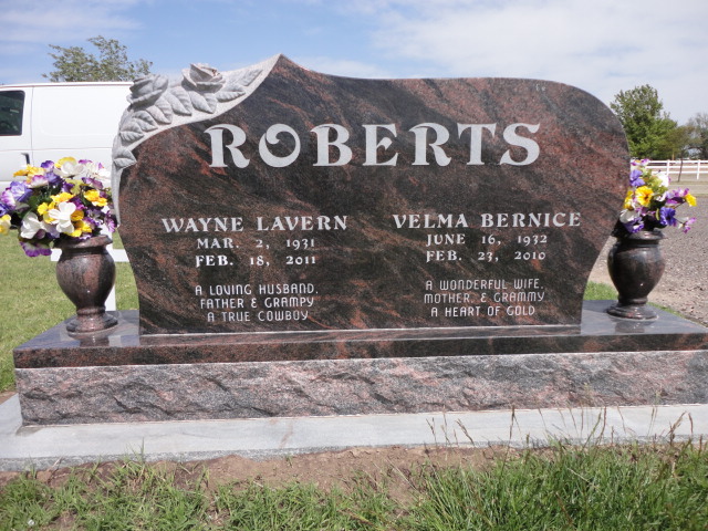 A monument for Wayne and Velma Roberts
