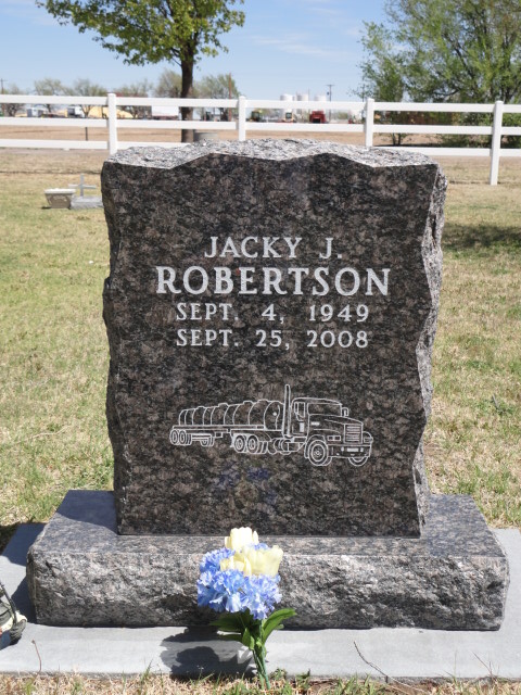 A headstone for Jacky J. Robertson