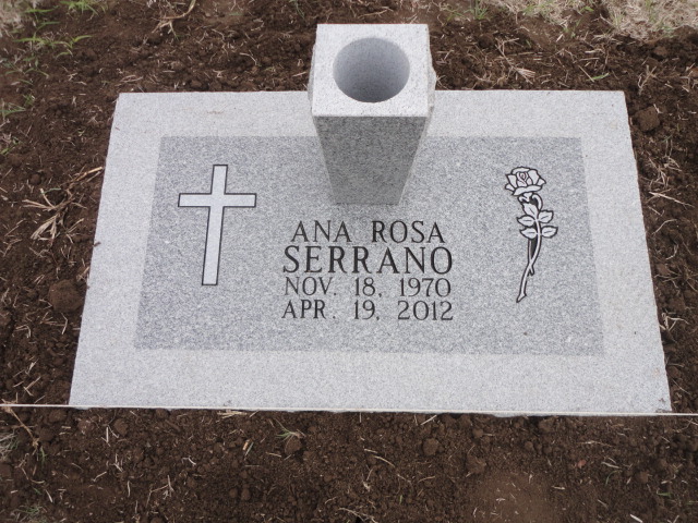 A headstone for Ana Rosa Serrano